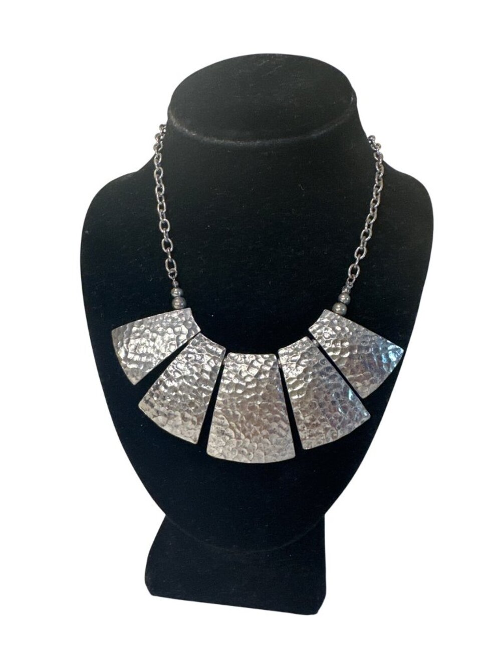 VTG Necklace Hammered Silver Statement Adjustable Boho Tribal Wearable Art